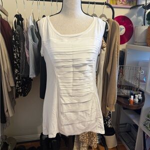 Alfani White Pleated Sleeveless Tank Top